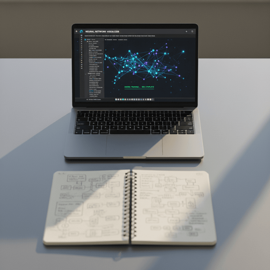 AI researcher working with neural network visualization